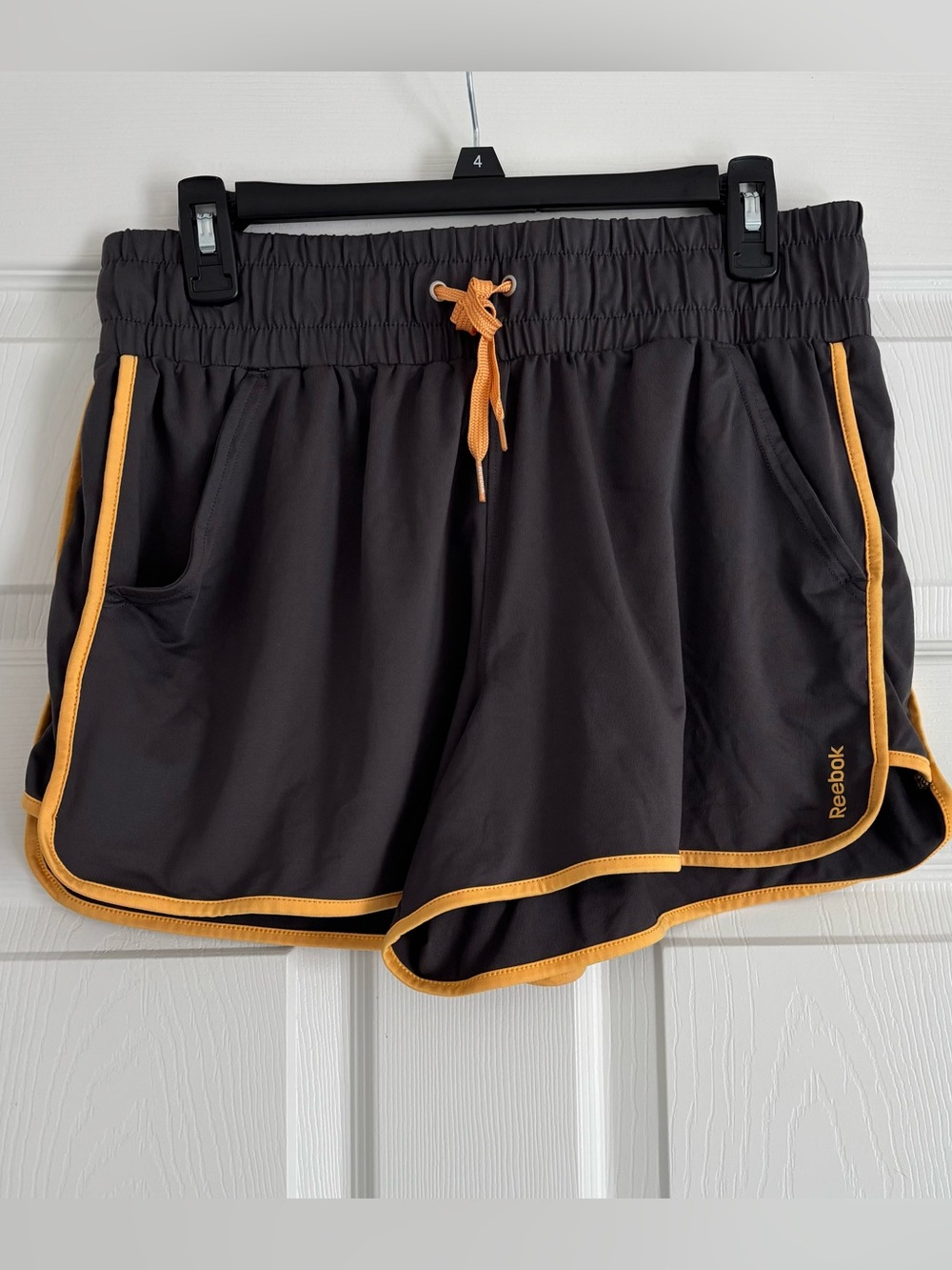 Like New Reebok Women's Gray Shorts with Yellow Trim Sz Large